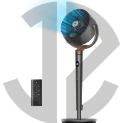 Dreo Fan for Bedroom, 120° Oscillating Standing Fans, Quiet Floor Fan with DC Motor, 85ft Pedestal Fans for Room, 8 Speeds, 3 modes, 20dB, 120° Manual Vertical, 35-40" Adjustable Height, 8H Timer